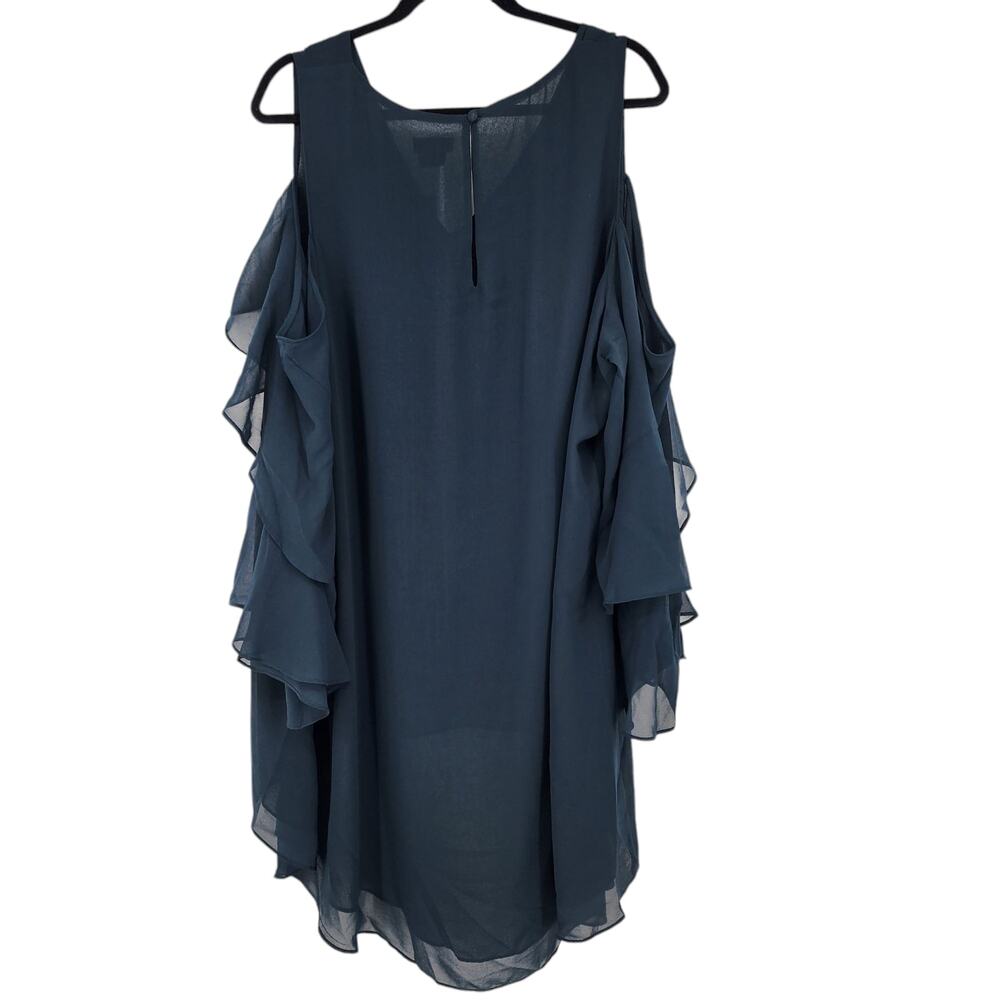 City Chic Alpine Ruffled High Low Cold Shoulder Polyester Tunic Top Size XXL - Picture 9 of 10